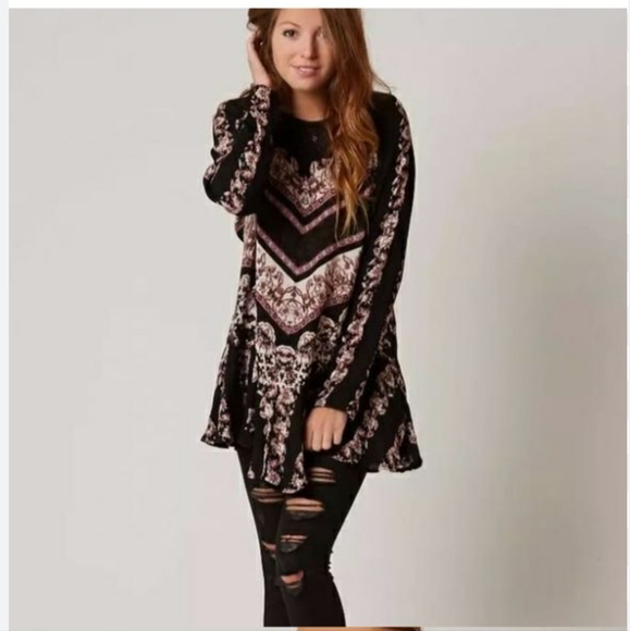 NWT Free People Smooth Talker Printed Open-Back Tunic - Picture 2 of 5